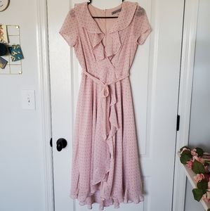 Danny & Nicole Polka dot high-low wrap dress